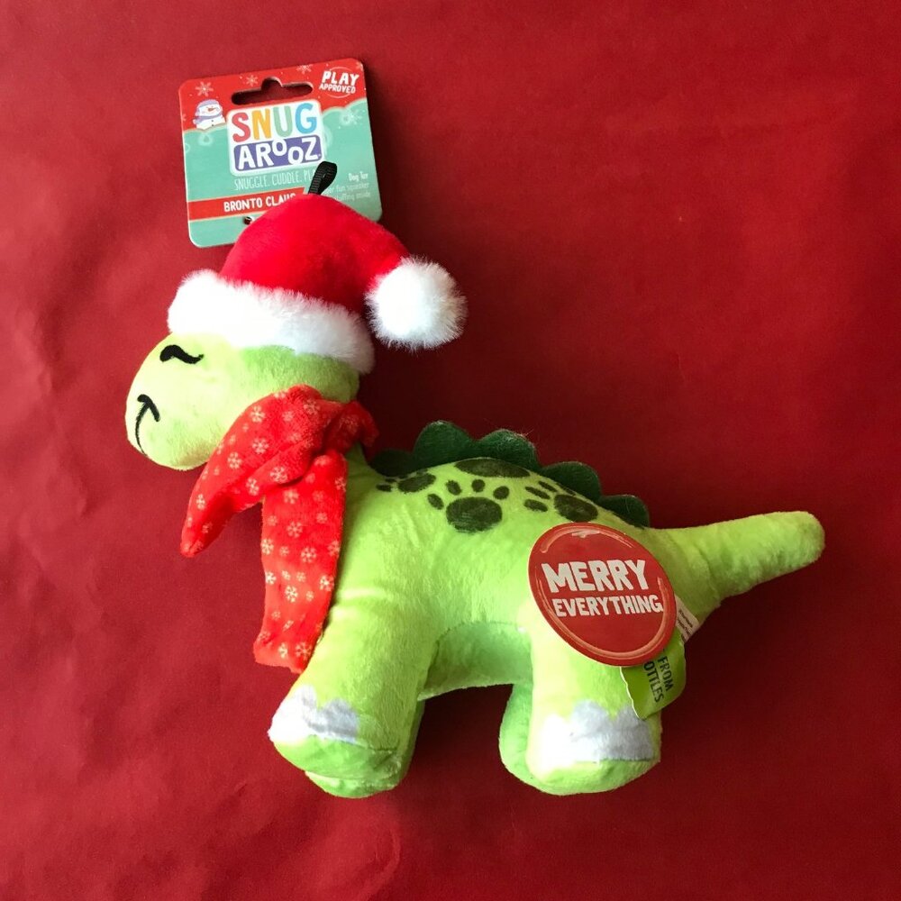 Snug Arooz Christmas/Holiday  Stego Claus Dinosaur Crinkle/Squeaky 10X 8''